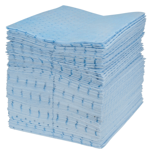 Feuilles absorbantes bleues li&eacute;es de premi&egrave;re qualit&eacute;, Huile seulement, 15" x 18", 30 gal. d'absorption Oxford Builders Supplies Inc