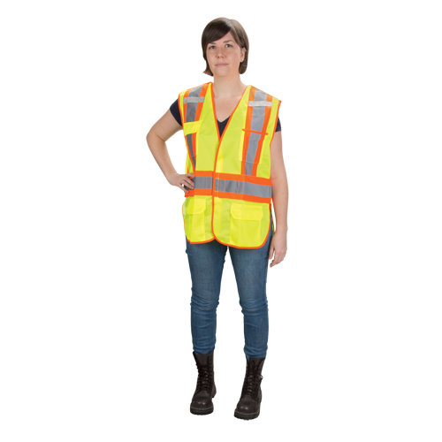 CSA Compliant High Visibility Surveyor Vest, High Visibility Lime-Yellow, Medium, Polyester Oxford Builders Supplies Inc