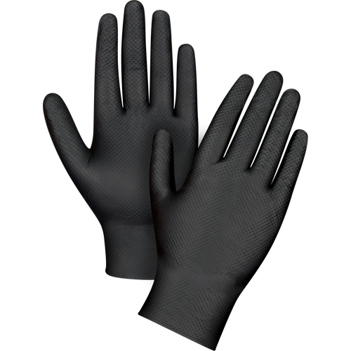 Heavyweight Tactile Grip Examination Gloves, X-Small, Nitrile, 8-mil, Powder-Free, Black Oxford Builders Supplies Inc