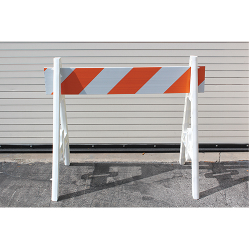 Barricades, En A, 48" lo x 40" h, Orange/Blanc Oxford Builders Supplies Inc