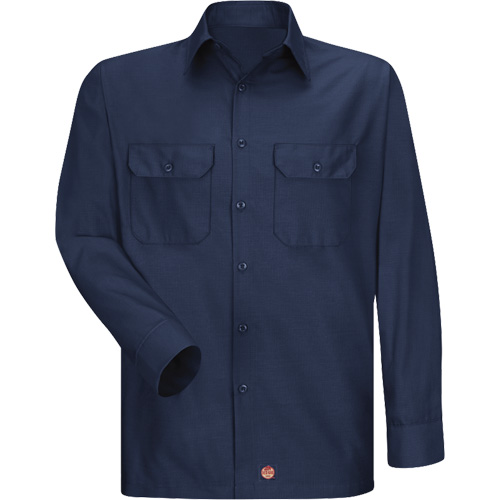 Long Sleeve Ripstop Shirt, Men's, 3X-Large, Navy Blue Oxford Builders Supplies Inc