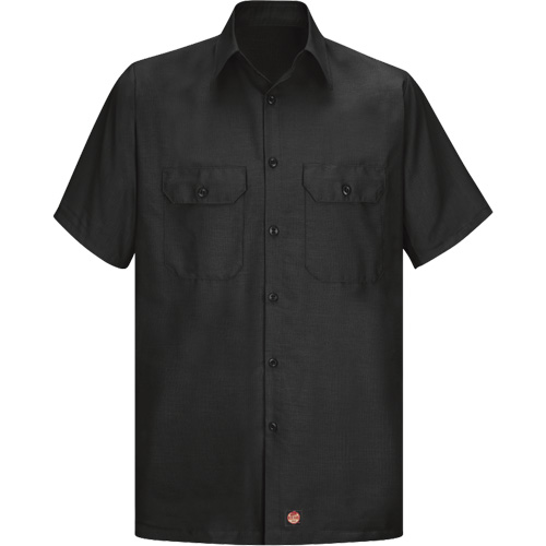 Short Sleeve Ripstop Shirt, Men's, Large (Tall), Black Oxford Builders Supplies Inc