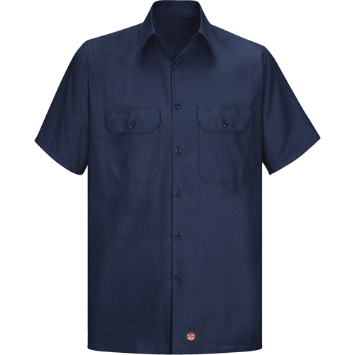 Men's Solid Rip Stop Shirt, Men's, Large, Navy Blue Oxford Builders Supplies Inc