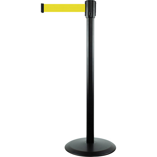 Slimline TensaBarrier&reg; Barrier Post, Steel, 38" H, Yellow Tape, 7.5' Tape Length Oxford Builders Supplies Inc