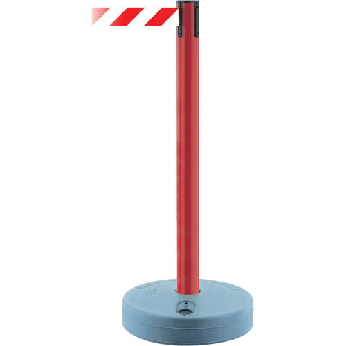 Montant ext&eacute;rieur pour barri&egrave;re TensaBarrier, Plastique, 37" h, Ruban Blanc/Rouge, Longueur du ruban 13' Oxford Builders Supplies Inc