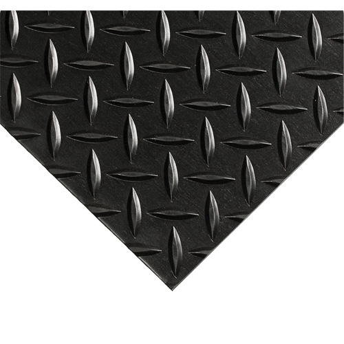 Diamond-Plate Switchboard Matting No.701, 3' W x 5' L, 1/4" Thickness, Black, PVC Oxford Builders Supplies Inc