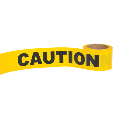 "Caution" Barricade Tape, English, 3" W x 300' L, 1.5 mils, Black on Yellow Oxford Builders Supplies Inc