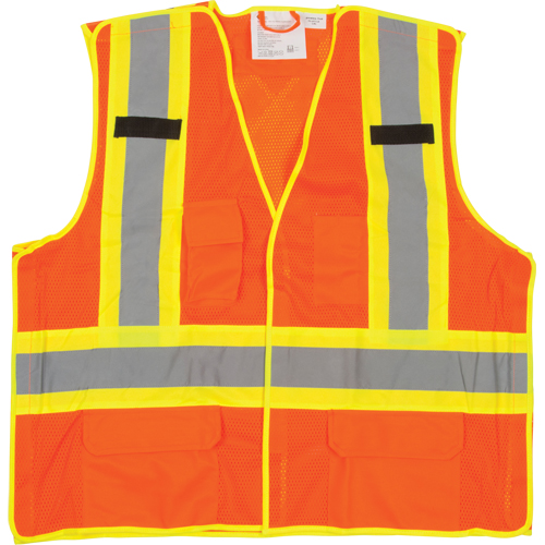 5-Point Tear-Away Premium Safety Vest , High Visibility Orange, Large/X-Large, Polyester Oxford Builders Supplies Inc