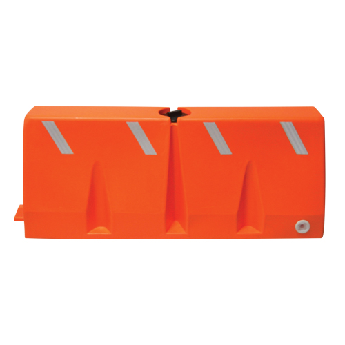 Traffic Barriers, Water-Filled, 62.25" L x 24" H, Orange Oxford Builders Supplies Inc
