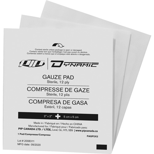 Gaze Dynamic, Tampon, 2" lo x 2" la, St&eacute;rile, Dispositif m&eacute;dical Classe 1 Oxford Builders Supplies Inc