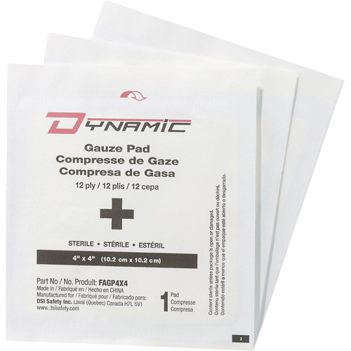 Dynamic Gauze, Pad, 4" L x 4" W, Sterile, Medical Device Class 1 Oxford Builders Supplies Inc