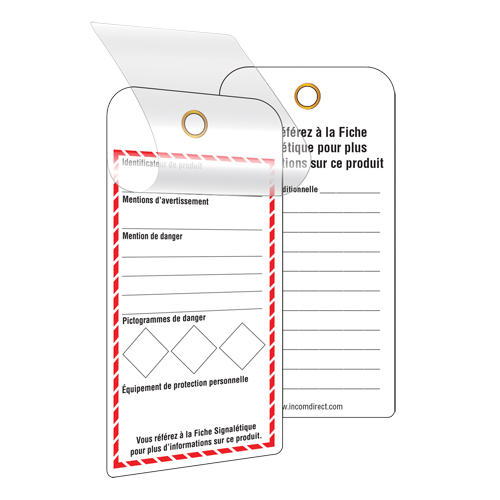 GHS Self-Laminating Workplace Tags, Cardstock, 3" W x 6" H, French Oxford Builders Supplies Inc