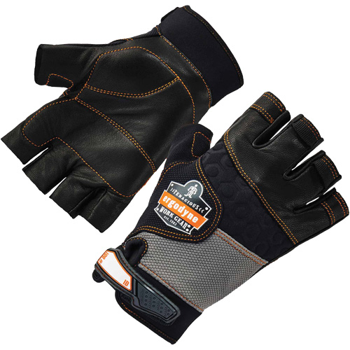 Gants demi-doigts en cuir r&eacute;duisant les impacts ProFlex 901, Petit, Paume en Cuir fleur, Poignet Boucle et crochet Oxford Builders Supplies Inc
