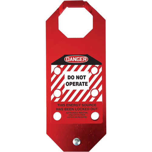 Moraillon de verrouillage pr&eacute;venant l'utilisation conforme aux normes OSHA Danger Stopout Aluma-Tag, Rouge Oxford Builders Supplies Inc