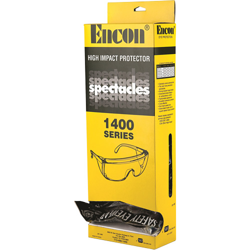 Lunettes de s&eacute;curit&eacute; s&eacute;rie 1400 Veratti Tuff Spec avec boîte distributrice Encon, Lentille Transparent, ANSI Z87+/R&eacute;pond ou surpasse la norme CSA Z94.3 Oxford Builders Supplies Inc