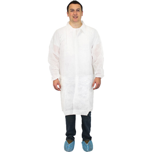 Lab Coat, Polypropylene, White, Large Oxford Builders Supplies Inc