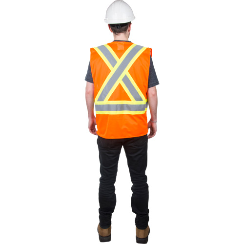 Veste de s&eacute;curit&eacute; pour la circulation, Orange haute visibilit&eacute;, Moyen, Polyester Oxford Builders Supplies Inc