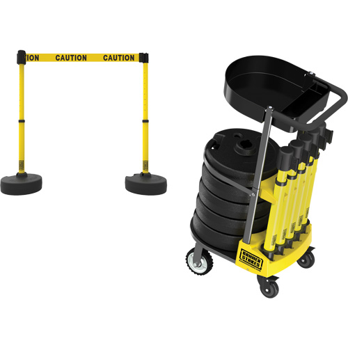Chariot de transport avec plateau pour barri&egrave;re PLUS, 75' lo, M&eacute;tal, Jaune Oxford Builders Supplies Inc