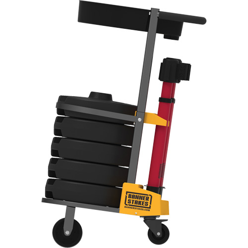 Chariot de transport avec plateau pour barri&egrave;re PLUS, 75' lo, M&eacute;tal, Rouge Oxford Builders Supplies Inc
