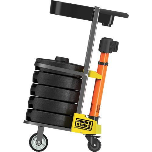 Chariot de transport avec plateau pour barri&egrave;re PLUS, 75' lo, M&eacute;tal, Orange Oxford Builders Supplies Inc