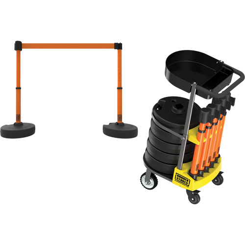 Chariot de transport avec plateau pour barri&egrave;re PLUS, 75' lo, M&eacute;tal, Orange Oxford Builders Supplies Inc