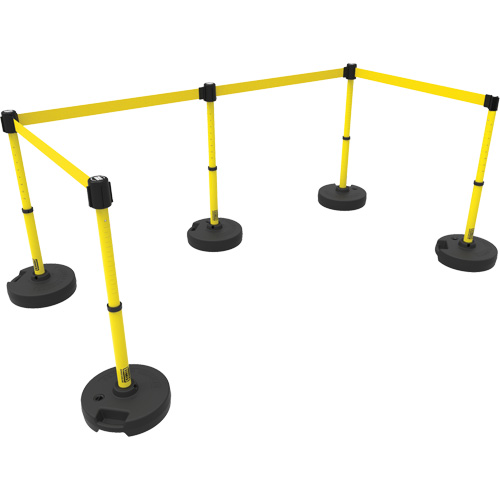 PLUS Barrier Post Set X5, Plastic, 42" H, Yellow Tape, 15' Tape Length Oxford Builders Supplies Inc