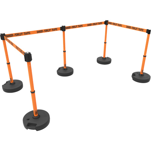 PLUS Barrier Post Set X5, Plastic, 42" H, Orange Tape, 15' Tape Length Oxford Builders Supplies Inc