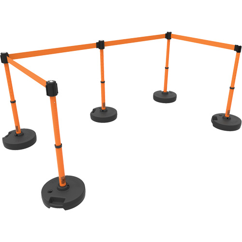 PLUS Barrier Post Set X5, Plastic, 42" H, Orange Tape, 15' Tape Length Oxford Builders Supplies Inc