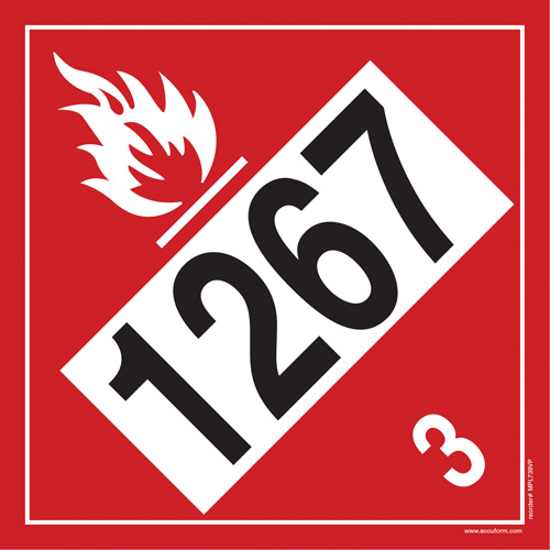 Plaque-&eacute;tiquette TMD 1267 pour liquide inflammable p&eacute;trole brut, Plastique Oxford Builders Supplies Inc