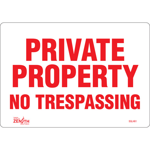 "Private Property" Sign, 7" x 10", Vinyl, English Oxford Builders Supplies Inc