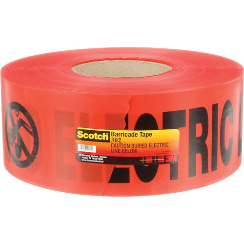 Scotch&reg; Buried Barricade Tape, English, 3" W x 1000' L, 4 mils, Black on Red Oxford Builders Supplies Inc