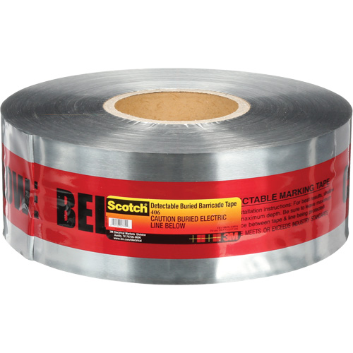 Scotch&reg; Detectable Buried Barricade Tape, English, 3" W x 1000' L, 5 mils, Black on Red Oxford Builders Supplies Inc