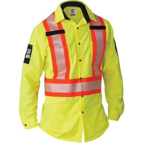 Chemise &agrave; manches longues haute visibilit&eacute; ind&eacute;chirable, Polyester, Moyen (grande taille), Jaune lime haute visibilit&eacute; Oxford Builders Supplies Inc