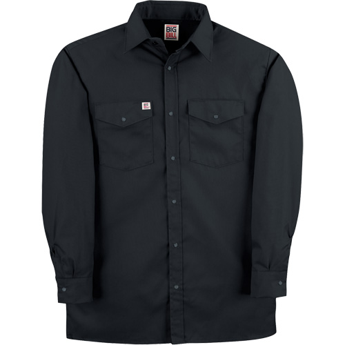 Twill Work Shirt with Snap, Men's, Small, Black Oxford Builders Supplies Inc