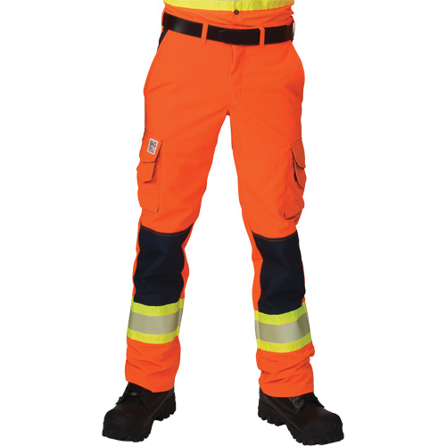Pantalons cargo haute visibilit&eacute; antid&eacute;chirure, Polyester, 28, Orange haute visibilit&eacute; Oxford Builders Supplies Inc