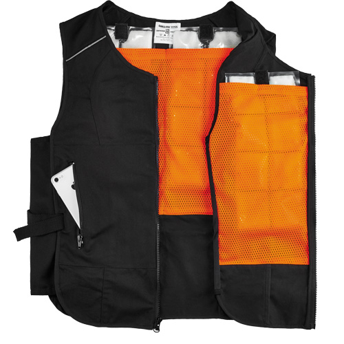 Veste de refroidissement &agrave; changement de phase l&eacute;g&egrave;re avec sachets 6260 Chill-Its, Petit/Moyen, Noir Oxford Builders Supplies Inc