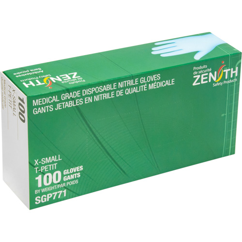 Puncture-Resistant Medical-Grade Disposable Gloves, X-Small, Nitrile, 4.5-mil, Powder-Free, Blue, Class 2 Oxford Builders Supplies Inc