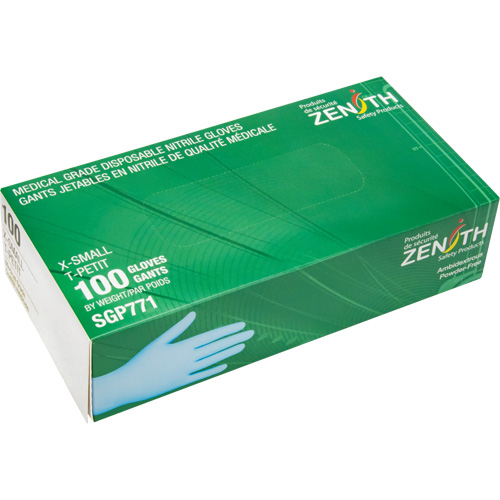 Puncture-Resistant Medical-Grade Disposable Gloves, X-Small, Nitrile, 4.5-mil, Powder-Free, Blue, Class 2 Oxford Builders Supplies Inc