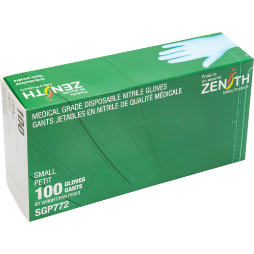 Puncture-Resistant Medical-Grade Disposable Gloves, Small, Nitrile, 4.5-mil, Powder-Free, Blue, Class 2 Oxford Builders Supplies Inc