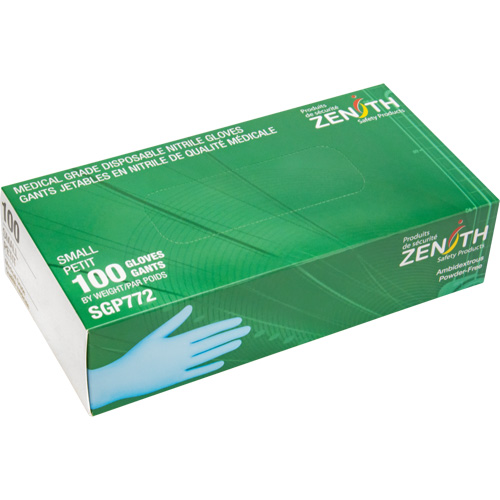Puncture-Resistant Medical-Grade Disposable Gloves, Small, Nitrile, 4.5-mil, Powder-Free, Blue, Class 2 Oxford Builders Supplies Inc