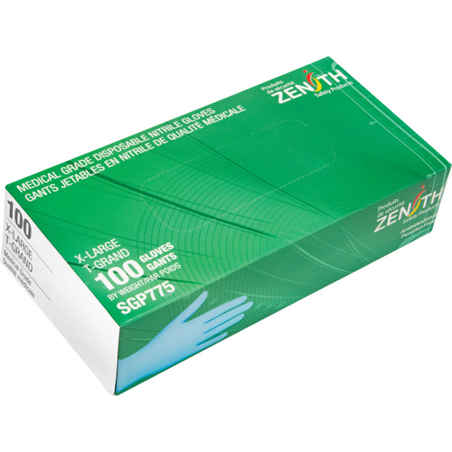 Puncture-Resistant Medical-Grade Disposable Gloves, X-Large, Nitrile, 4.5-mil, Powder-Free, Blue, Class 2 Oxford Builders Supplies Inc