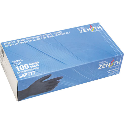 Puncture-Resistant Medical-Grade Disposable Gloves, Small, Nitrile, 5-mil, Powder-Free, Black, Class 2 Oxford Builders Supplies Inc