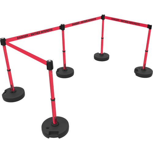 Plus Barrier Post Set, Plastic, 42" H, Red Tape, 15' Tape Length Oxford Builders Supplies Inc