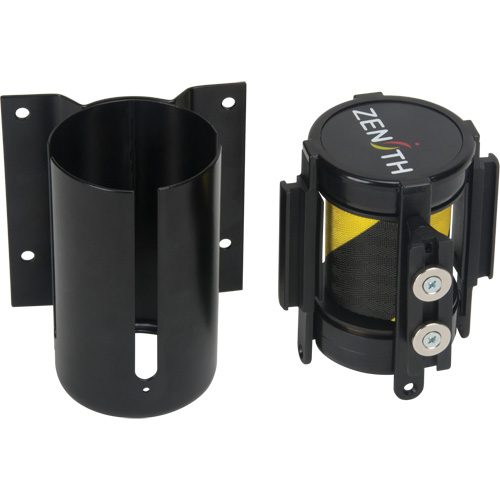 Wall Mount Barrier with Magnetic Tape, Steel, Screw Mount, 7', Black and Yellow Tape Oxford Builders Supplies Inc
