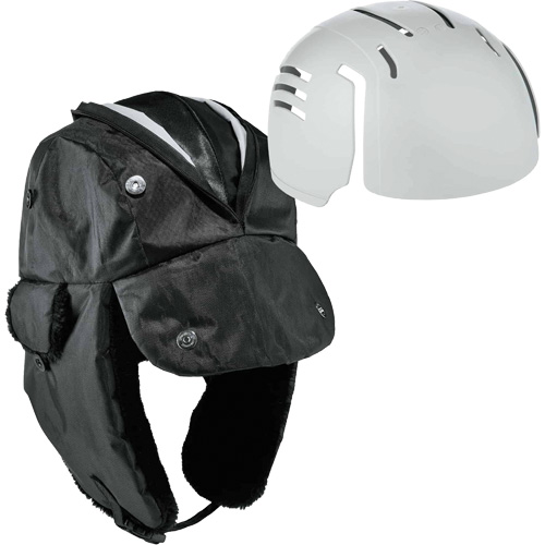 N-Ferno&reg; Zippered Trapper Hat with Bump Cap Insert, Polyurethane/Satin Lining, Medium/Small, Black Oxford Builders Supplies Inc