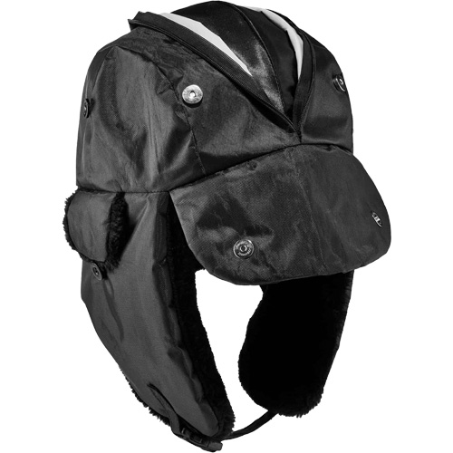 Chapeau de trappeur avec fermeture &agrave; glissi&egrave;re N-Ferno, Doublure en Polyur&eacute;thane/Satin, Moyen/Petit, Noir Oxford Builders Supplies Inc