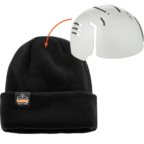 N-Ferno&reg; Zippered Rib Knit Beanie Hat with Bump Cap Insert, One Size, Black Oxford Builders Supplies Inc