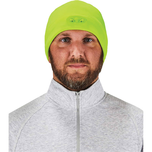Bonnet N-Ferno &agrave; lumi&egrave;res DEL, Taille unique, Vert lime haute visibilit&eacute; Oxford Builders Supplies Inc