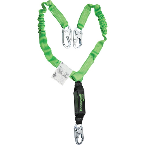 Miller&reg; StretchStop&reg; Shock-Absorbing Lanyard, 6', Locking Snap Hook Center, Locking Snap Hook Leg Ends, Polyester Oxford Builders Supplies Inc