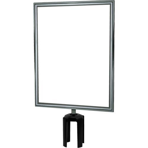 Heavy-Duty Vertical Sign Holder with Tensabarrier&reg; Post Adapter, Polished Chrome Oxford Builders Supplies Inc